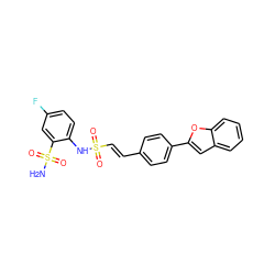 NS(=O)(=O)c1cc(F)ccc1NS(=O)(=O)/C=C/c1ccc(-c2cc3ccccc3o2)cc1 ZINC000143778800