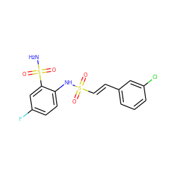 NS(=O)(=O)c1cc(F)ccc1NS(=O)(=O)/C=C/c1cccc(Cl)c1 ZINC000144125786