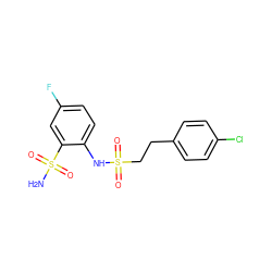 NS(=O)(=O)c1cc(F)ccc1NS(=O)(=O)CCc1ccc(Cl)cc1 ZINC000143922413