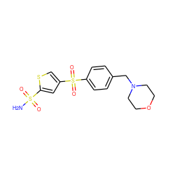 NS(=O)(=O)c1cc(S(=O)(=O)c2ccc(CN3CCOCC3)cc2)cs1 ZINC000013727885