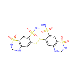 NS(=O)(=O)c1cc2c(cc1SSc1cc3c(cc1S(N)(=O)=O)S(=O)(=O)NCN3)NCNS2(=O)=O ZINC000034799875