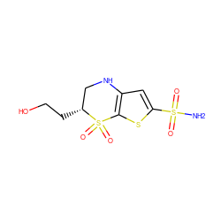 NS(=O)(=O)c1cc2c(s1)S(=O)(=O)[C@H](CCO)CN2 ZINC000003806494