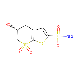 NS(=O)(=O)c1cc2c(s1)S(=O)(=O)C[C@H](O)C2 ZINC000027706853