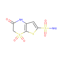 NS(=O)(=O)c1cc2c(s1)S(=O)(=O)CC(=O)N2 ZINC000003806491