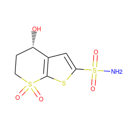 NS(=O)(=O)c1cc2c(s1)S(=O)(=O)CC[C@@H]2O ZINC000013825364