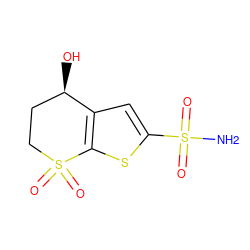 NS(=O)(=O)c1cc2c(s1)S(=O)(=O)CC[C@H]2O ZINC000013825366