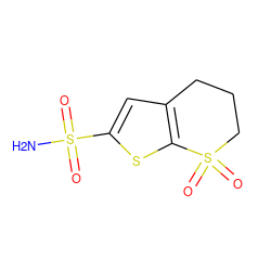 NS(=O)(=O)c1cc2c(s1)S(=O)(=O)CCC2 ZINC000013475417