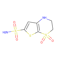 NS(=O)(=O)c1cc2c(s1)S(=O)(=O)CCN2 ZINC000013733633