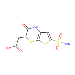 NS(=O)(=O)c1cc2c(s1)S[C@H](CC(=O)O)C(=O)N2 ZINC000003806492