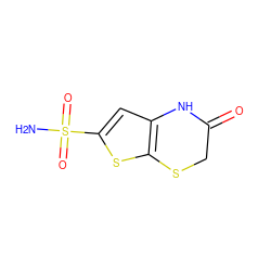 NS(=O)(=O)c1cc2c(s1)SCC(=O)N2 ZINC000013733621