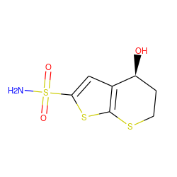 NS(=O)(=O)c1cc2c(s1)SCC[C@@H]2O ZINC000027657136