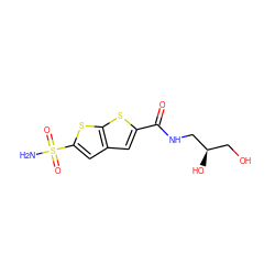 NS(=O)(=O)c1cc2cc(C(=O)NC[C@H](O)CO)sc2s1 ZINC000001894444