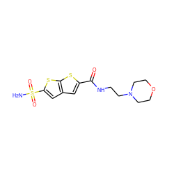 NS(=O)(=O)c1cc2cc(C(=O)NCCN3CCOCC3)sc2s1 ZINC000029482475