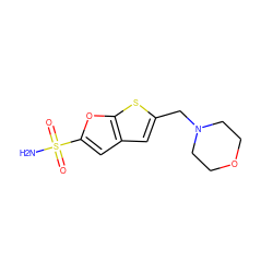 NS(=O)(=O)c1cc2cc(CN3CCOCC3)sc2o1 ZINC000026828961