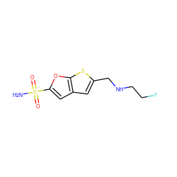 NS(=O)(=O)c1cc2cc(CNCCF)sc2o1 ZINC000001889964