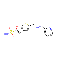 NS(=O)(=O)c1cc2cc(CNCc3ccccn3)sc2o1 ZINC000013726348