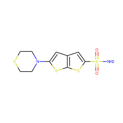 NS(=O)(=O)c1cc2cc(N3CCSCC3)sc2s1 ZINC000013475420