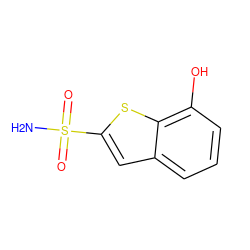 NS(=O)(=O)c1cc2cccc(O)c2s1 ZINC000026574207