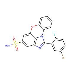 NS(=O)(=O)c1cc2nc(-c3cc(Br)ccc3F)n3c4ccccc4oc(c1)c23 ZINC000095586824