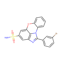 NS(=O)(=O)c1cc2nc(-c3cccc(Br)c3)n3c4ccccc4oc(c1)c23 ZINC000095586944