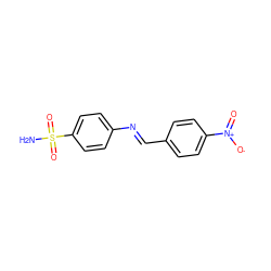 NS(=O)(=O)c1ccc(/N=C/c2ccc([N+](=O)[O-])cc2)cc1 ZINC000000131032