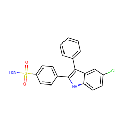 NS(=O)(=O)c1ccc(-c2[nH]c3ccc(Cl)cc3c2-c2ccccc2)cc1 ZINC000013477379