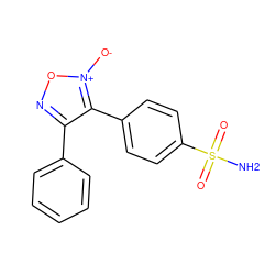 NS(=O)(=O)c1ccc(-c2c(-c3ccccc3)no[n+]2[O-])cc1 ZINC000169444752