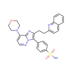 NS(=O)(=O)c1ccc(-c2c(CCc3ccc4ccccc4n3)nc3c(N4CCOCC4)ccnn23)cc1 ZINC001772647684