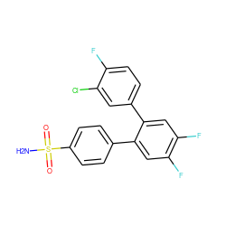 NS(=O)(=O)c1ccc(-c2cc(F)c(F)cc2-c2ccc(F)c(Cl)c2)cc1 ZINC000000601695