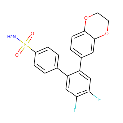 NS(=O)(=O)c1ccc(-c2cc(F)c(F)cc2-c2ccc3c(c2)OCCO3)cc1 ZINC000003814676