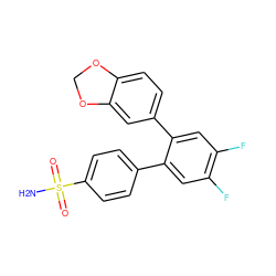 NS(=O)(=O)c1ccc(-c2cc(F)c(F)cc2-c2ccc3c(c2)OCO3)cc1 ZINC000003814677