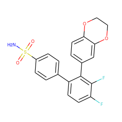 NS(=O)(=O)c1ccc(-c2ccc(F)c(F)c2-c2ccc3c(c2)OCCO3)cc1 ZINC000028392423