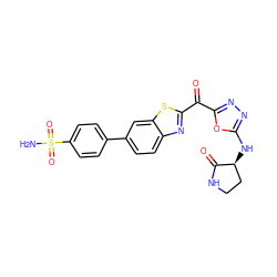 NS(=O)(=O)c1ccc(-c2ccc3nc(C(=O)c4nnc(N[C@H]5CCNC5=O)o4)sc3c2)cc1 ZINC001772574675