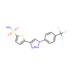 NS(=O)(=O)c1ccc(-c2cn(-c3ccc(C(F)(F)F)cc3)nn2)s1 ZINC000096901581