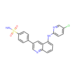 NS(=O)(=O)c1ccc(-c2cnc3cccc(Nc4ccc(Cl)cn4)c3c2)cc1 ZINC000028957627