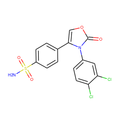 NS(=O)(=O)c1ccc(-c2coc(=O)n2-c2ccc(Cl)c(Cl)c2)cc1 ZINC000001487301