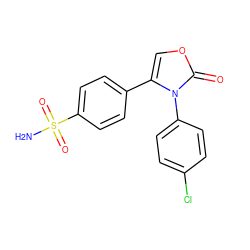 NS(=O)(=O)c1ccc(-c2coc(=O)n2-c2ccc(Cl)cc2)cc1 ZINC000000581585