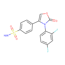 NS(=O)(=O)c1ccc(-c2coc(=O)n2-c2ccc(F)cc2F)cc1 ZINC000001487302