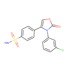 NS(=O)(=O)c1ccc(-c2coc(=O)n2-c2cccc(Cl)c2)cc1 ZINC000000581583