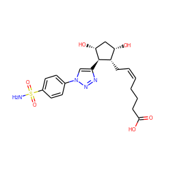 NS(=O)(=O)c1ccc(-n2cc([C@H]3[C@H](O)C[C@H](O)[C@@H]3C/C=C\CCCC(=O)O)nn2)cc1 ZINC000095584747