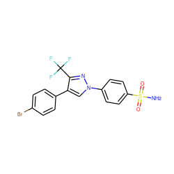 NS(=O)(=O)c1ccc(-n2cc(-c3ccc(Br)cc3)c(C(F)(F)F)n2)cc1 ZINC000045389646