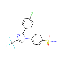 NS(=O)(=O)c1ccc(-n2cc(C(F)(F)F)nc2-c2ccc(Cl)cc2)cc1 ZINC000003814585