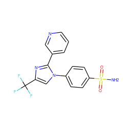 NS(=O)(=O)c1ccc(-n2cc(C(F)(F)F)nc2-c2cccnc2)cc1 ZINC000003814621