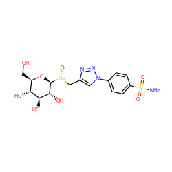 NS(=O)(=O)c1ccc(-n2cc(C[S@@+]([O-])[C@@H]3O[C@H](CO)[C@@H](O)[C@H](O)[C@H]3O)nn2)cc1 ZINC000040424504