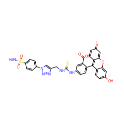 NS(=O)(=O)c1ccc(-n2cc(CNC(=S)Nc3ccc(-c4c5ccc(=O)cc-5oc5cc(O)ccc45)c(C(=O)O)c3)nn2)cc1 ZINC000263621284