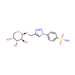 NS(=O)(=O)c1ccc(-n2cc(CO[C@@H]3OC[C@@H](O)[C@@H](O)[C@@H]3O)nn2)cc1 ZINC000014958120