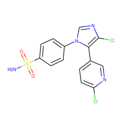 NS(=O)(=O)c1ccc(-n2cnc(Cl)c2-c2ccc(Cl)nc2)cc1 ZINC000027099497