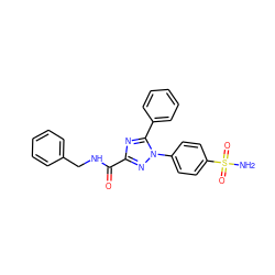 NS(=O)(=O)c1ccc(-n2nc(C(=O)NCc3ccccc3)nc2-c2ccccc2)cc1 ZINC000169353221