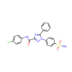 NS(=O)(=O)c1ccc(-n2nc(C(=O)Nc3ccc(Cl)cc3)nc2-c2ccccc2)cc1 ZINC000169353214