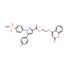 NS(=O)(=O)c1ccc(-n2nc(C(=O)OCCOc3cc(=O)oc4ccccc34)cc2-c2ccc(F)cc2)cc1 ZINC001772601396